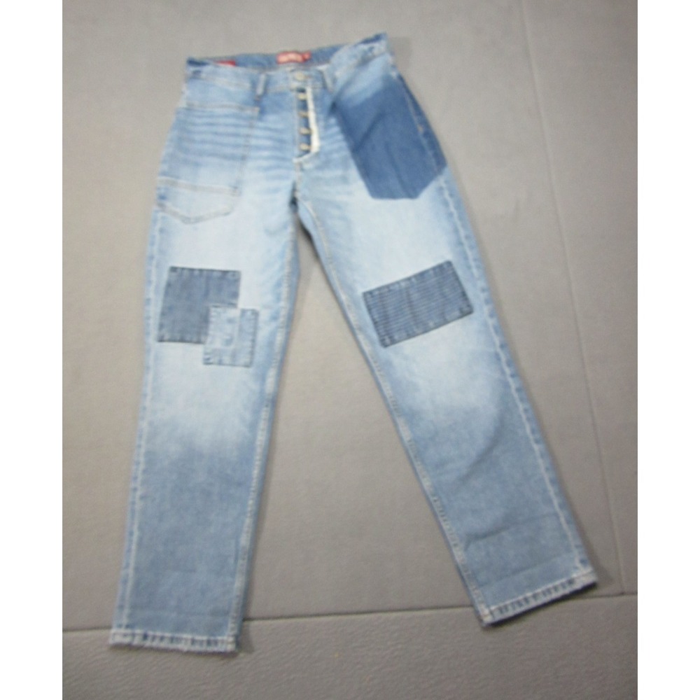 Lucky Brand Jeans Womens 6x28 Blue Denim Patchwork Boy Mid Rise Relaxed Straight